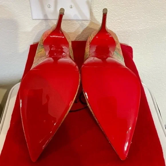 Christian Louboutin So Kate, Multicolor Abstract Cork Glitter Pumps, EU39 - Picture 1 of 13